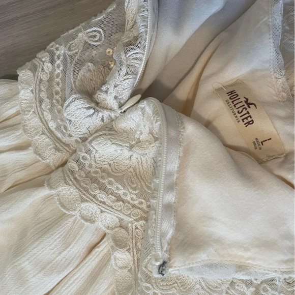 Hollister sequin and crochet overlay cream mini dress large - Picture 5 of 7